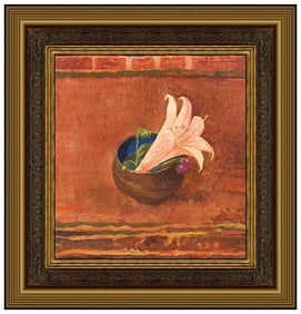 Irving Block Original Oil Painting On Board Signed Floral Still Life Framed Artwork