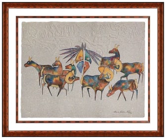 Gene And Rebecca Tobey Original Watercolor Painting Signed Animal Framed Artwork