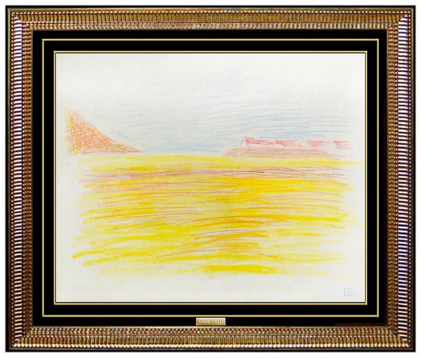 Joseph Stella Original Pastel Painting Signed Abstract Seascape Framed Artwork: This lot includes:Gallery COA & in-house shipping (*insurance and international shipping for an additional charge)Artist: Joseph StellaTitle: Panoramic CoastMedium: Color Pastel PaintingSize: 8.5" x 1