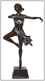 Benson Landes Original Bronze Sculpture Ballerina Pirouette Signed Full Round Artwork