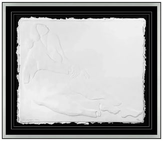 R C Gorman Original Paper Relief Sculpture Hand Signed Figurative Framed Artwork