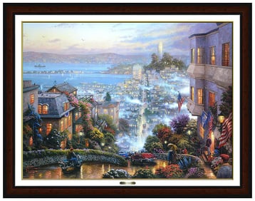 Thomas Kinkade Original Hand Embellished Color Print Hand Signed Cityscape Framed Artwork