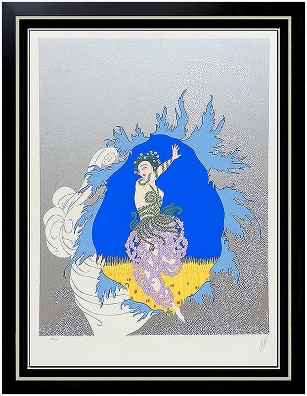 Erte Coming Of Spring Original Color Serigraph Hand Signed Art Deco Costume Design Framed Artwork: This lot includes:Gallery COA & in-house shipping (*insurance and international shipping for an additional charge)Artist: ErteTitle: The Coming of SpringMedium: SerigraphSize: 31x25"Framed: 38x32"Sign