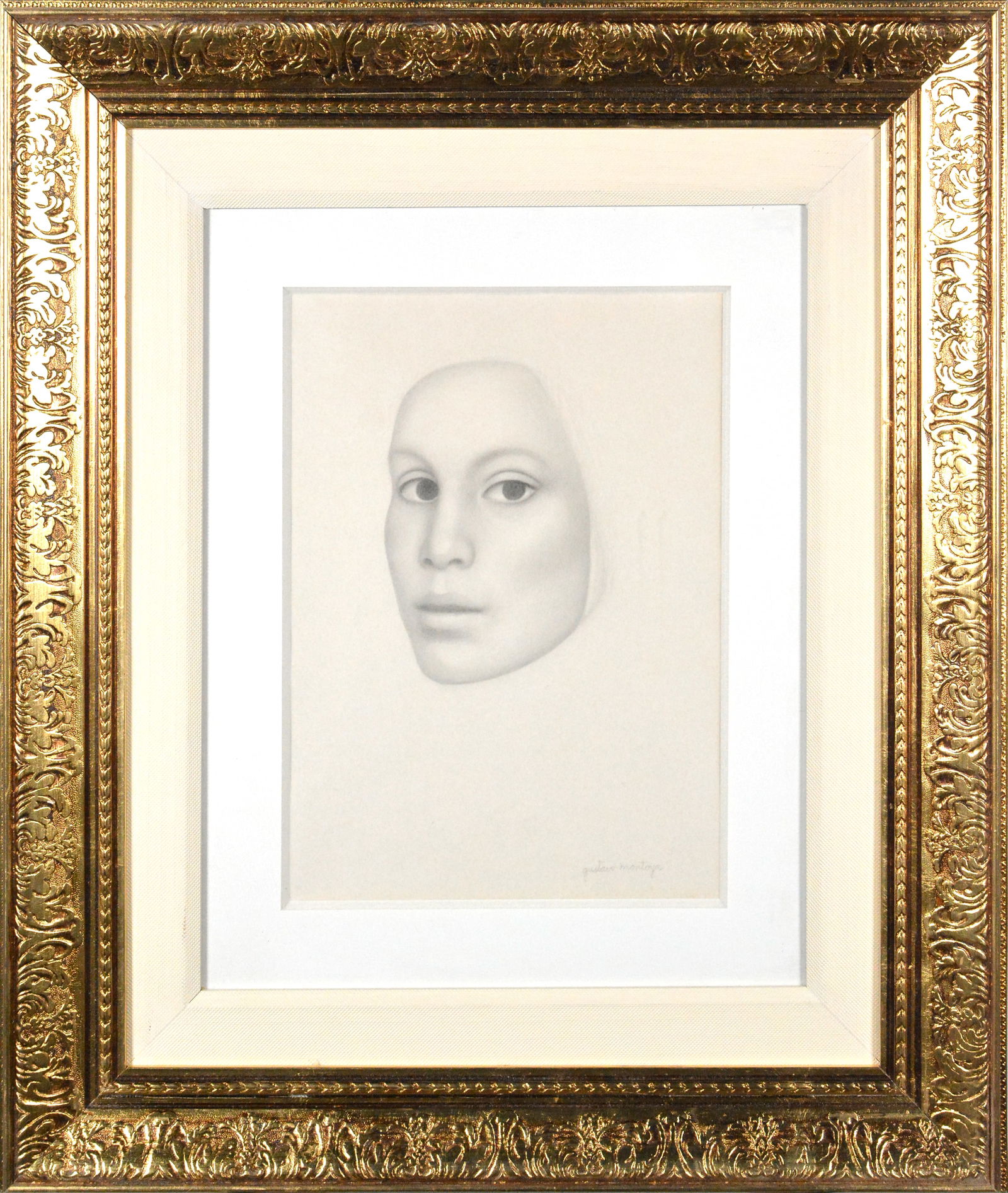 Gustavo Montoya Signed Original Graphite Mexican Portrait Drawing Framed (1 of 4)