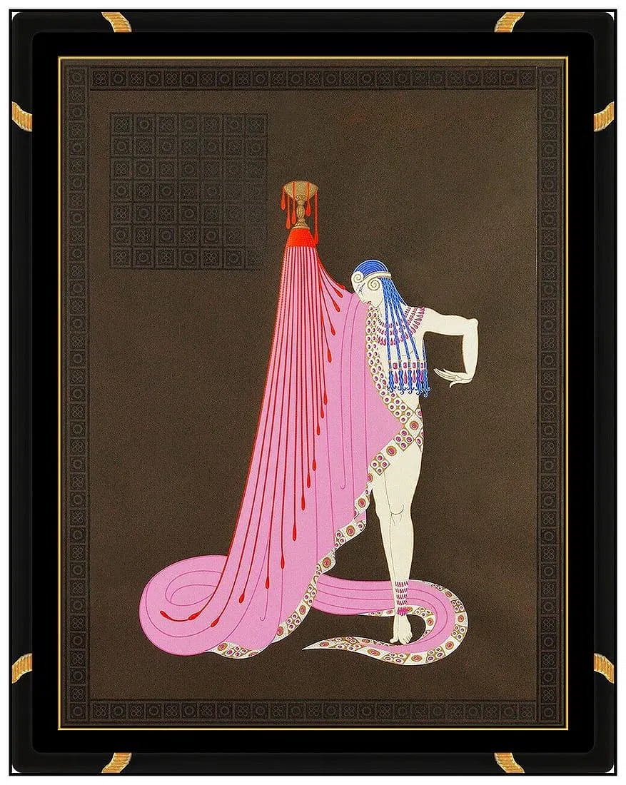 Erte Signed Original The Slave Embossed Serigraph Deco Costume: This lot includes:Gallery COA & free domestic shipping (*insurance and international shipping for an additional charge)Artist: ErteTitle: The SlaveMedium: Color SerigraphSize: 34” x 26”Fra