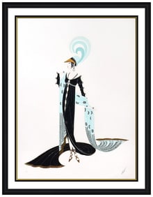 Erte Signed Embossed Directoire Large Serigraph Costume Framed