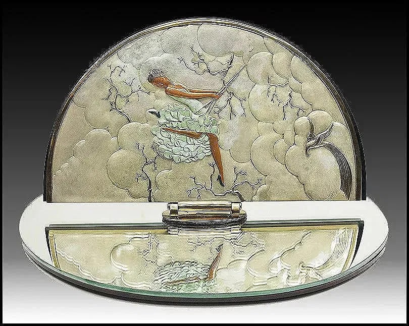 Erte Signed Rare Original Joy Of Life Bronze Sculpture Table Mirror Deco Sbo: This lot includes:Gallery COA & free domestic shipping (*insurance and international shipping for an additional charge)Artist: ErteTitle: Joy of LifeMedium: Bronze ReliefSize: 10"h x 17.5"w x 12.5"DSi