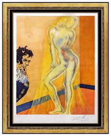 Salvador Dali Signed Allegory Cavalier Cecile Nude Woman Litho