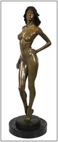 Victor Issa Signed Original Gazelle Bronze Nude Figure Sculpture