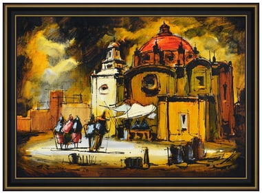 Enrique Sanchez Signed Original Oil Figurative Painting Canvas Framed