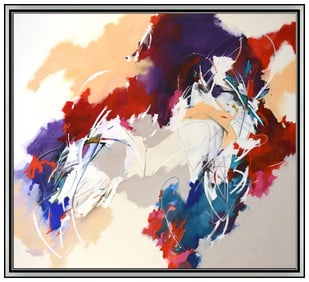 Cynthia Knapp Signed Original Large Abstract Painting Canvas Framed