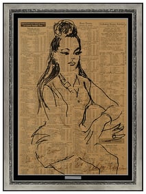 Leroy Neiman Signed Original Female Horse Racing Ink Drawing