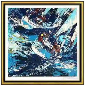 Leroy Neiman Signed Two Twelves Sailboat Color Serigraph Framed