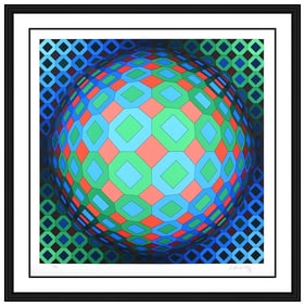 Victor Vasarely Vega Cor Original Color Screenprint Signed Framed Optical Art