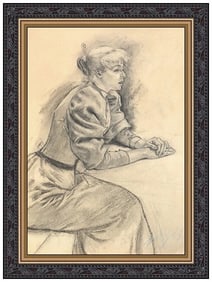 Louis Auguste Legrand Signed Original Charcoal Portrait Drawing