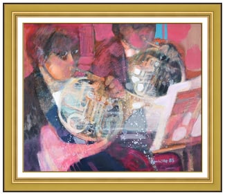 Paul Ambille Signed Original Oil Figures Music Painting Canvas