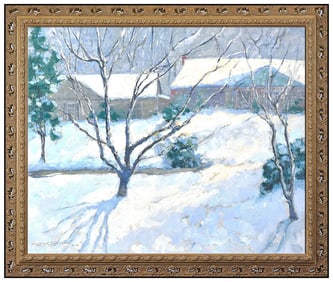 Walter Farndon Signed Original Large Oil Winter Landscape Painting