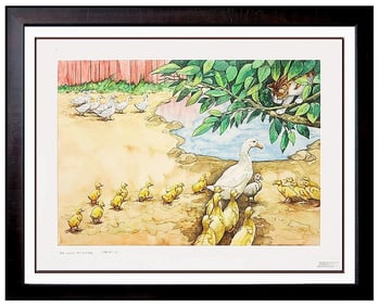 Michael Hampshire Signed Original Ugly Duckling Illustration Painting