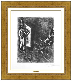 Marc Chagall Signed Original Le Mort Malheureux Fables Fontaine Etching