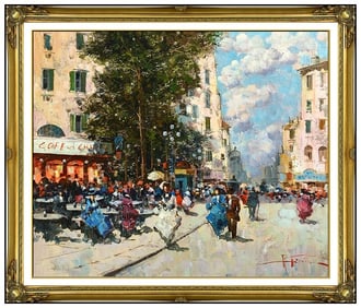 Antonio Gravina Signed Original Italian Cityscape Oil Painting Canvas