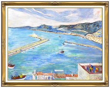 Robert Lavergne Signed Original Large Oil Seascape Painting Canvas