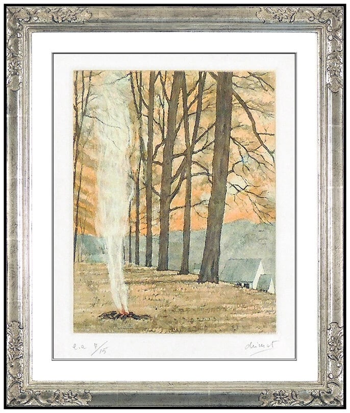 Edouard Chimot Signed Original French Landscape Color Etching Framed: This lot includes:Gallery COA & in-house shipping (*insurance and international shipping for an additional charge)Artist: Edouard ChimotTitle: Camp FireMedium: EtchingSize: 10.75" x 8.5"Framed: 21" x
