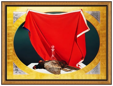 Achilleas Droungas Signed Original Large Oil Still Life Painting Canvas