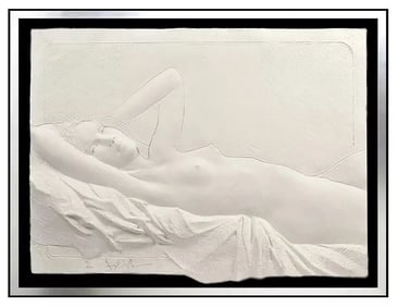 Frank Gallo Signed Original Reclining Nude Cast Paper Relief Sculpture