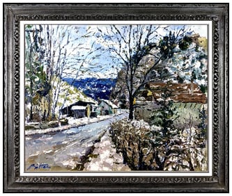 Pierre Bittar Signed Original Large Oil Landscape Painting Canvas Framed