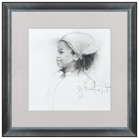 Jonathan Knight Signed Original Graphite Female Portrait Drawing Framed
