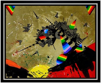 Georges Dussau Signed Large Friday Abstract Color Etching Framed