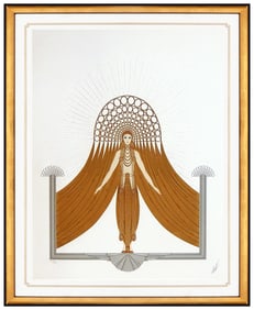 Erte Signed Circe Embossed Serigraph Dress Design Fashion Deco