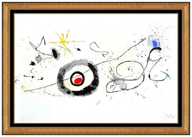 Joan Miro Signed Large Crossing The Mirror Color Litho Abstract