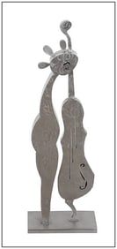 Charles Stratos Signed Original Large The Musician Bronze Steel Sculpture