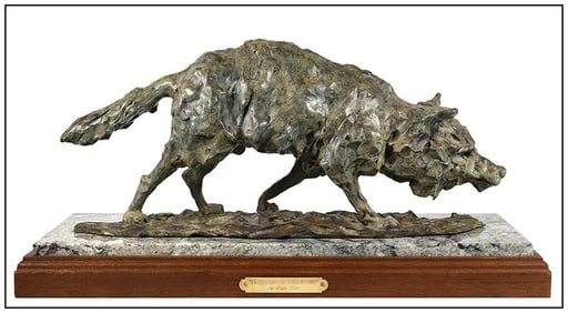 Joffa Kerr Signed Vacationing In Yellowstone Fox Bronze Sculpture