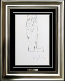 Jean Jansem Signed Original Nude Drawing Modern Female Male Portrait