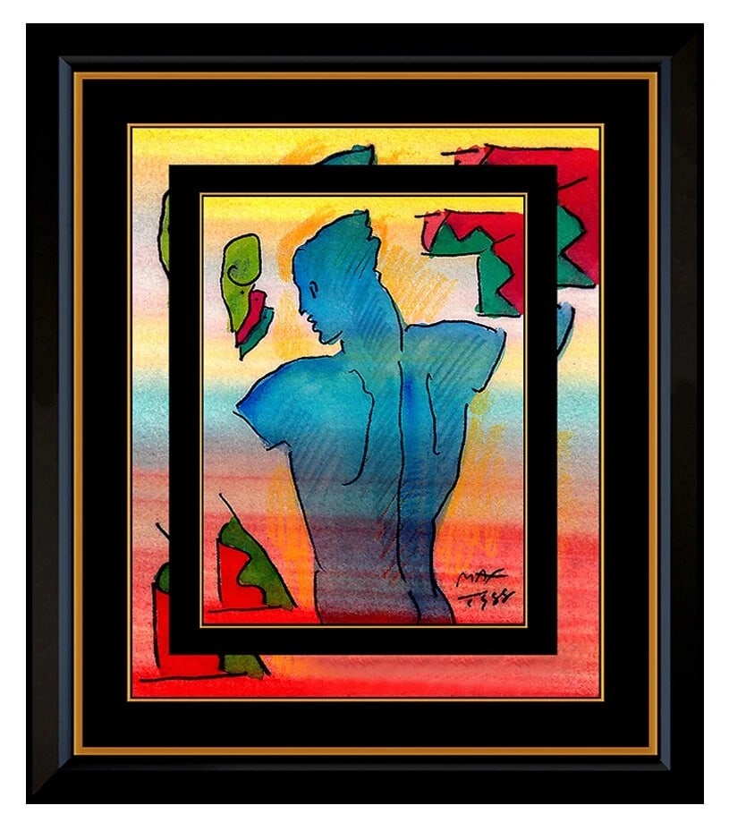 Peter Max Signed Original The Bust Pop Art Watercolor Painting Framed (1 of 5)