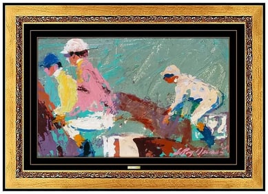 Leroy Neiman Signed Original Oil Horse Racing Jockey Sport Painting