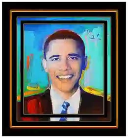 Peter Max Signed Original President Obama Potrait Pop Painting Canvas
