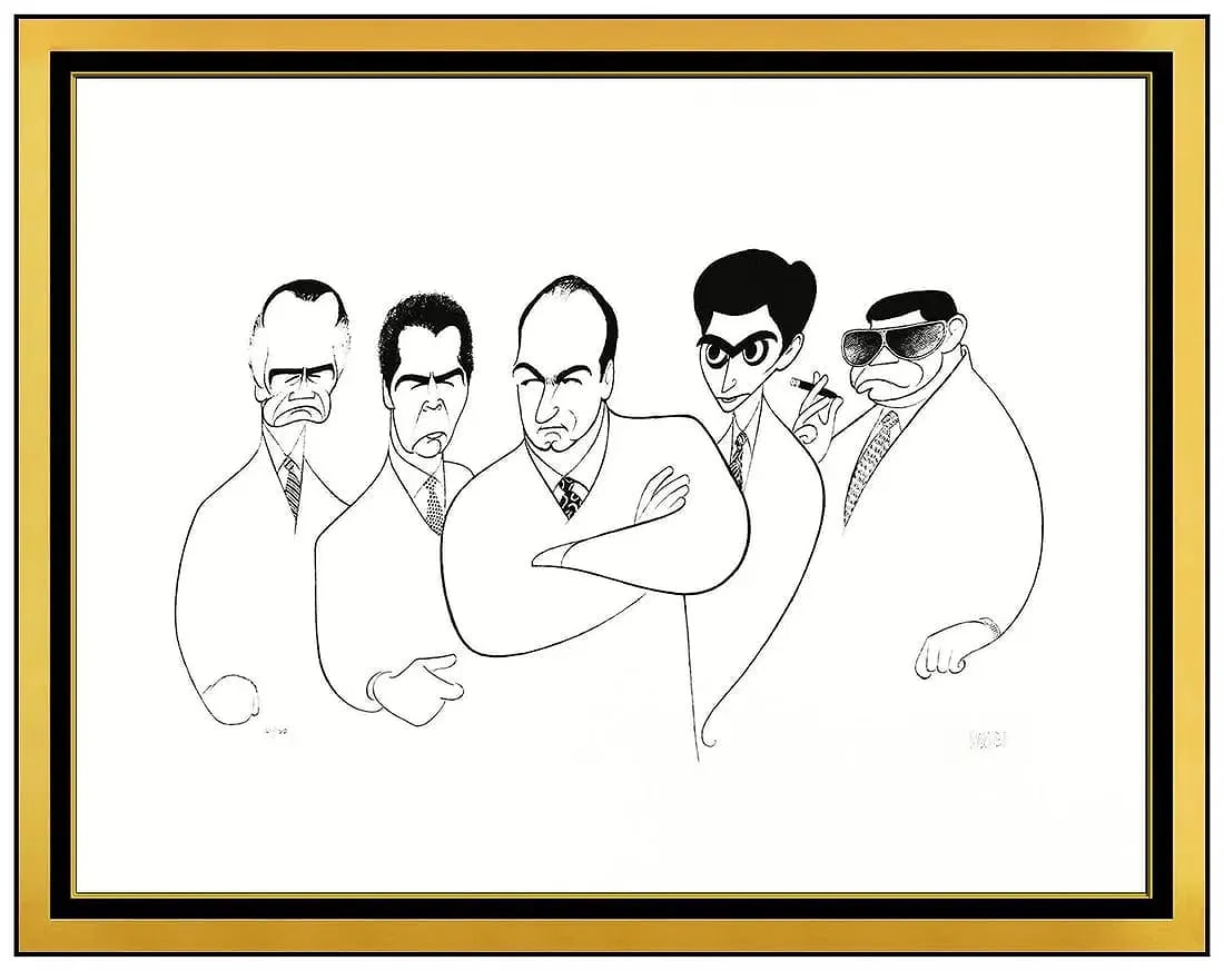 Al Hirschfeld Signed Original The Sopranos Lithograph Caricature Framed: This lot includes:Gallery COA & free domestic shipping (*insurance and international shipping for an additional charge)Artist: Al HirschfeldTitle: The SopranosMedium: LithographSize: 20” x 26&rd
