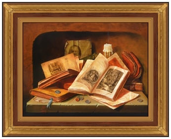 Antal Goldfinger Signed Original Oil Still Life Painting on Canvas Framed