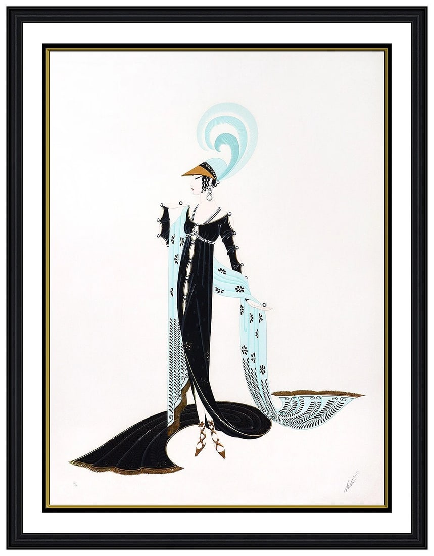 Erte Signed Embossed Directoire Large Serigraph Costume Framed: This lot includes:Gallery COA & free domestic shipping (*insurance and international shipping for an additional charge)Artist: Erte Title: DirectoireMedium: SerigraphSize: 42 ½” x 31 &fra