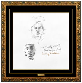 Larry Rivers Signed Original Charcoal Self Portrait Collage Drawing