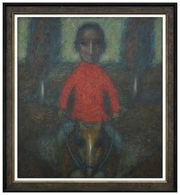 Nalbi Bugashev Signed Original Oil Portrait Horse Painting Canvas Framed