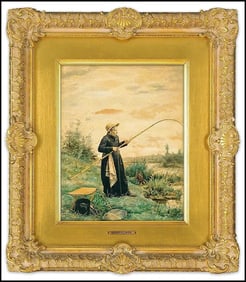 Vincent Jean Baptiste Chevilliard Signed Watercolor Portrait Painting