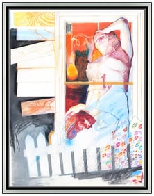 Jerry Ott Signed Original Large Female Portrait Modern Painting Framed