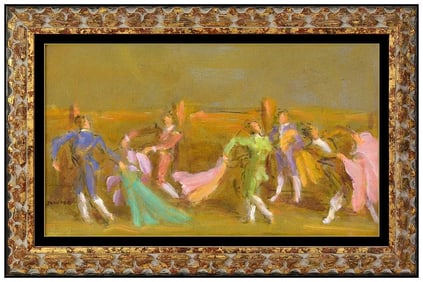 Lee Jackson Signed Original Oil Matadors Figurative Painting Board Framed