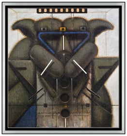 Nick De Angelis Signed Original Oil Dog Portrait Painting Canvas Framed