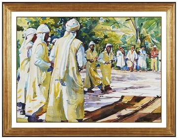 Shirl Goedike Signed Original Large Watercolor Portrait Painting Framed