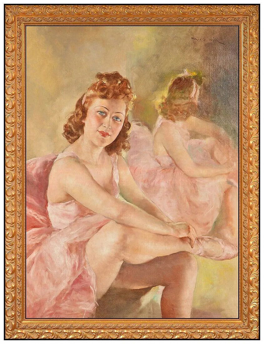 Pal Fried Signed Original Oil Ballet Dancer Female Portrait: This lot includes:Gallery COA & in-houseshipping (*insurance and international shipping for an additional charge)Artist: Pal FriedTitle: En Pointe PreparationMedium: Oil Painting On CanvasSize: 40&rdq